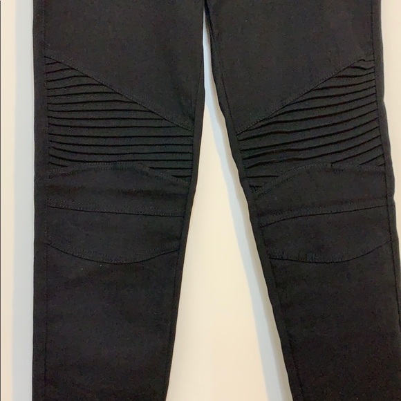 L/XL Black Moto Stretchy Biker Leggings - Picture 2 of 6